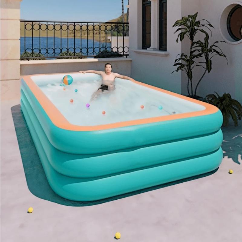 Inflatable Swimming Pool, Thickened Wear-resistant Full Size Swimming Pool, Interactive Water Party Swimming Pool for Garden, Backyard, Outdoor