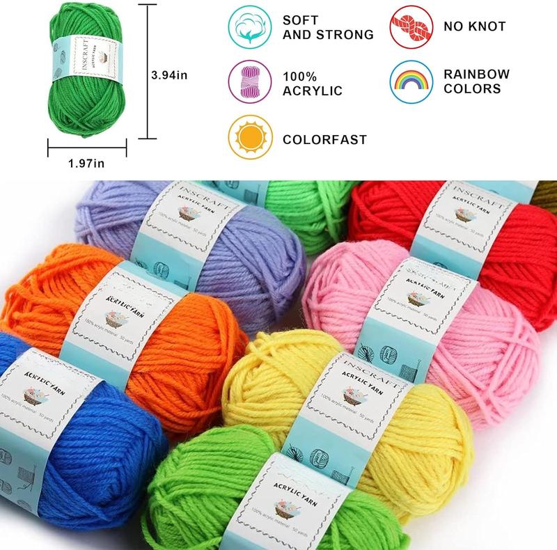 113 count Crochet Kit with Yarn Set 1600 Yards Assorted Yarn for Knitting and Crochet, 73 count Crochet Accessories Set Including  Hooks, Knitting  & More Ideal Beginner Kit