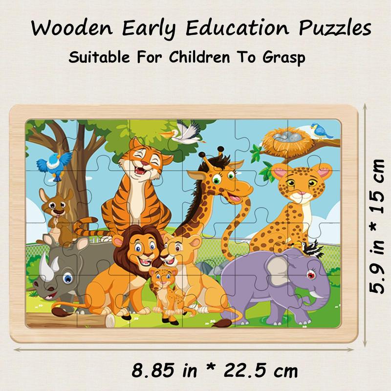 Puzzles for Kids Ages 4-6, 4 Pack 24 Pieces Wooden Puzzles for Toddlers Ages 3 4 5 6 7 8 Year Olds Puzzles Toys. Children Jigsaw for Boys and Girls Gifts Educational Learning Toys