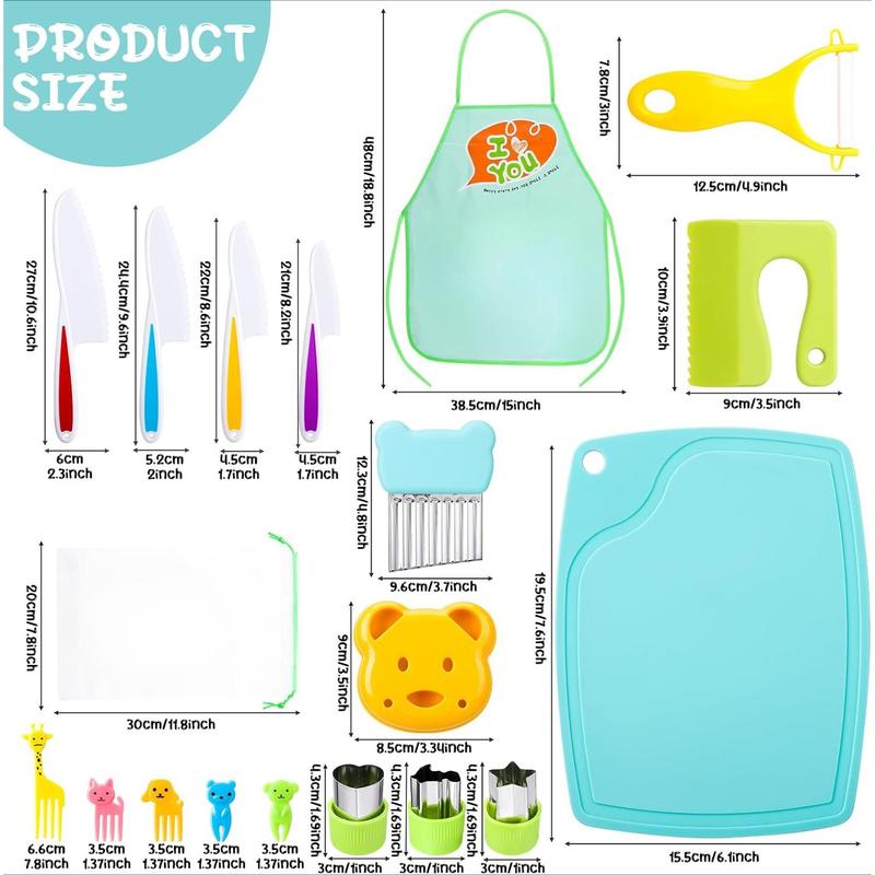 20 Pieces Kids Kitchen Utensils Set for Real Cooking, Kids Kitchen Tools Children Cutting Board and Cookware Set, Toys Gift for Boys Girls