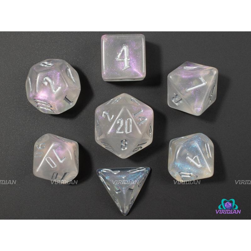 Mr. Freeze | Translucent With Glitter Acrylic Dice Set (7) | Dungeons and Dragons (DnD)