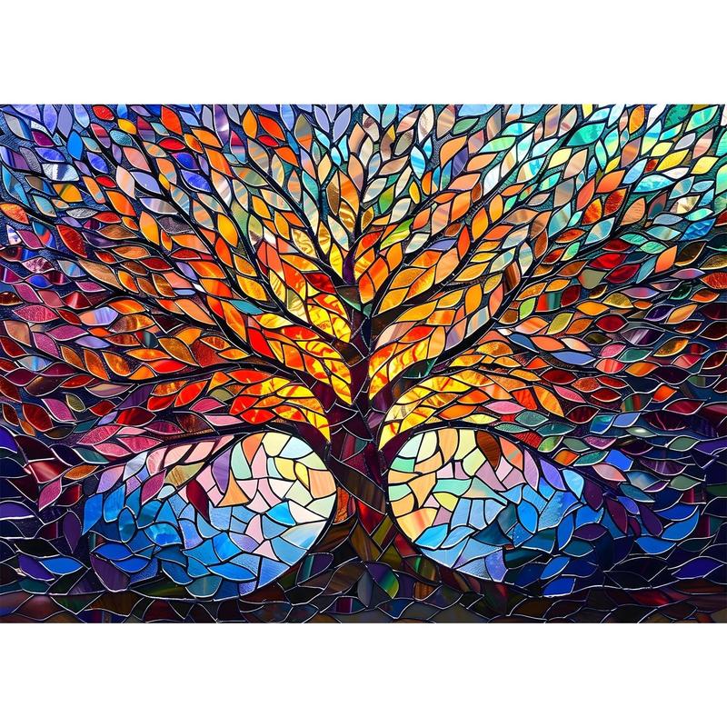 Stained Glass Puzzle Tree of Life Puzzles for Adults 1000 count, Impossible Hard Difficult Challenging Puzzles for Adults, Colorful Mosaic Tree of Life Jigsaw Puzzle 1000 count