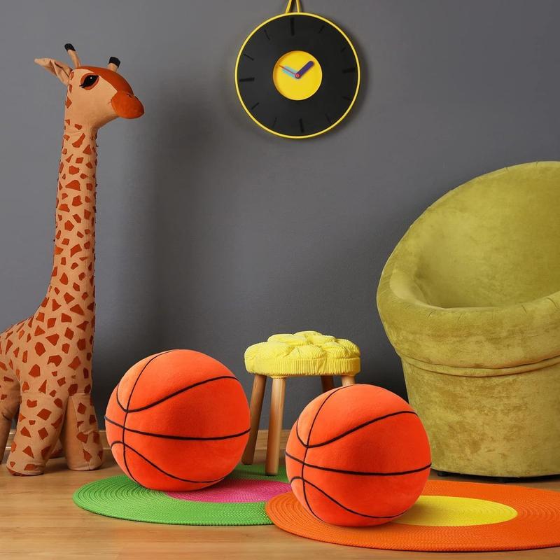 Soft Plush Simulation Basketball Plush Pillow - Polyester Fiber Stuffed Toy Ball for Boys Who Love Sports, Features Sports Theme and Realistic Design - Great for Basketball Fans and Sports Enthusiasts