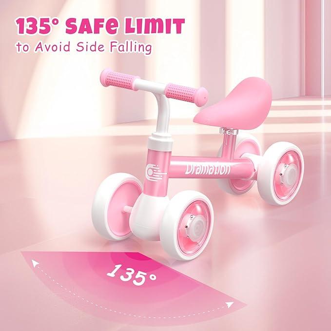 Colorful Lighting Kids Balance Car, Adjustable Pedal-Free Seat Balance Car, 4 Lighting Silent Wheels, Christmas Ride-On Toy Gift for Girls balance bike Infant Balance