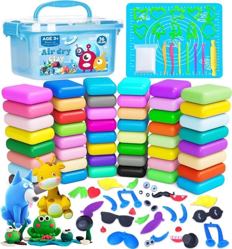 Christmas Gift For Kids Air Dry Clay - 60 Colors Air Dry Clay for Kids Adults, Polymer Modeling Foam Soft Magic Clay Crafts Kits for Kids