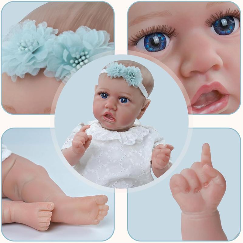 Lifelike Reborn Baby Dolls Boy, 17 inch Realistic Dolls Newborn Real Life Baby Soft Vinyl Lifelike Reborn Dolls with Clothes and Toy Gift for Kids Age 3+