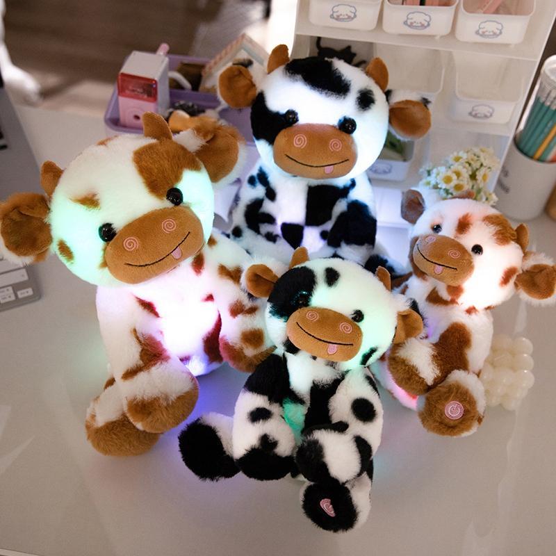 Cute Cow Design Plush Toy, 1 Count Soft & Comfy Animals Stuffed Plush Toys with LED Light, Creative Home Decoration for Gifts