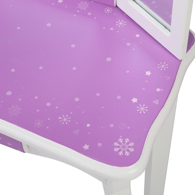 Kid's Vanity  Wooden Makeup Desk W  Mirror,Stool,Drawer Purple