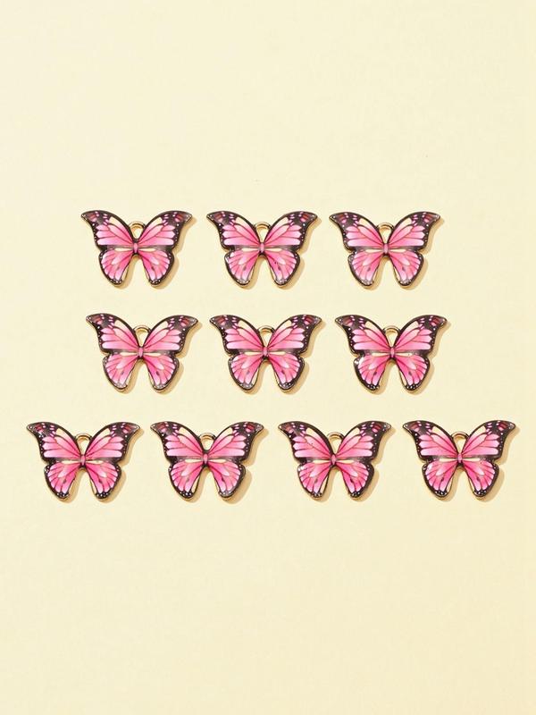 10pcs Butterfly Design Pendant, Fashion Alloy Diy Jewelry for Women for Gift, Fashion Accessories for Necklace, Bracelet, Earrings Making