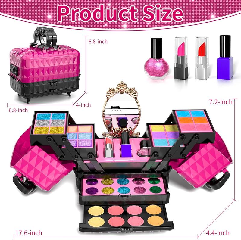 Christmas gift Kids Makeup Kit for Girl, 52 Pcs Pretend Makeup for Toddlers Kids, Washable Non Toxic Make Up for Girls, Pretend Play