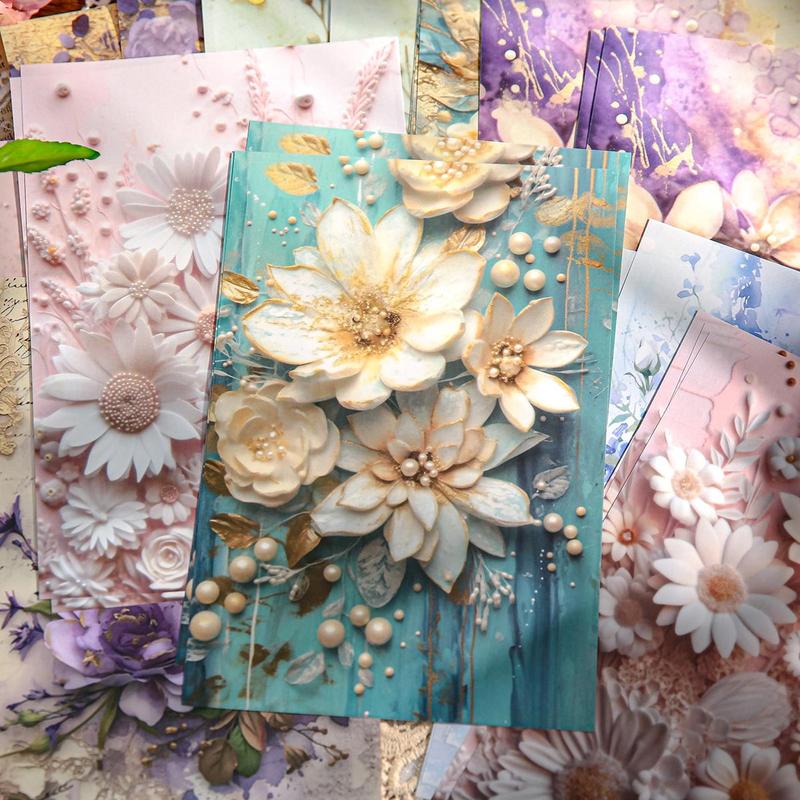 Vintage Flower Pattern Material Paper (30pcs set), Scrapbooking & Journal Making Paper, DIY Decorative Paper for Scrapbooking & Journal Making