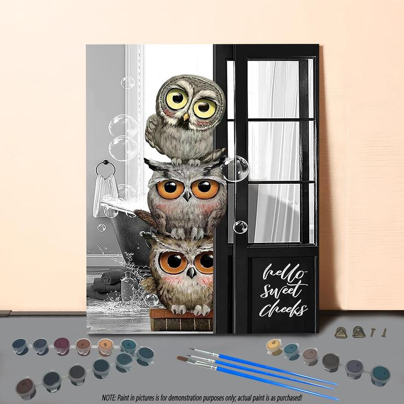 Owl Pattern DIY Painting by Numbers Kit, 1 Set DIY Paint by Numbers Kit without Frame, Wall Art Painting for Home Decor