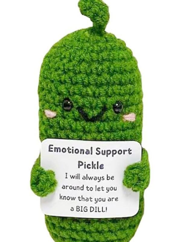 3 Pcs Positive Crochet Emotional Support Potato Pickle , Office & Travel Mini Funny Knitted Wool Toy with Encouraging Messages - Ideal for Home