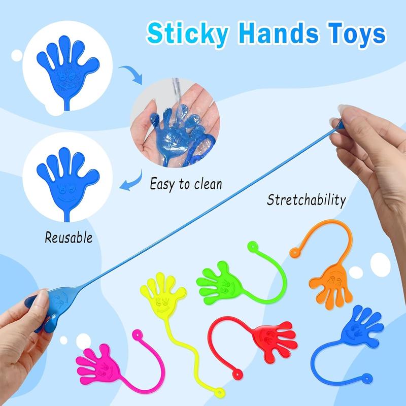 Sticky Hands Bulk 48 count Party Favors for Kids 4-8 8-12 Stretchy Sticky Hand Toy Christmas Stocking Stuffers for Kids Goodie Bag Stuffers Treasure Box Toys for Classroom Prizes Birthday Party Supplies