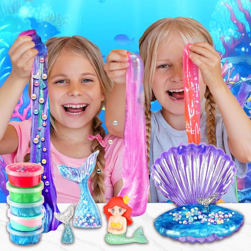 Christmas Gift Mermaid Slime Kit for Girls, Mini Dreamy Slime Making Kit for Kids 6-12, Party Favors for Childrens