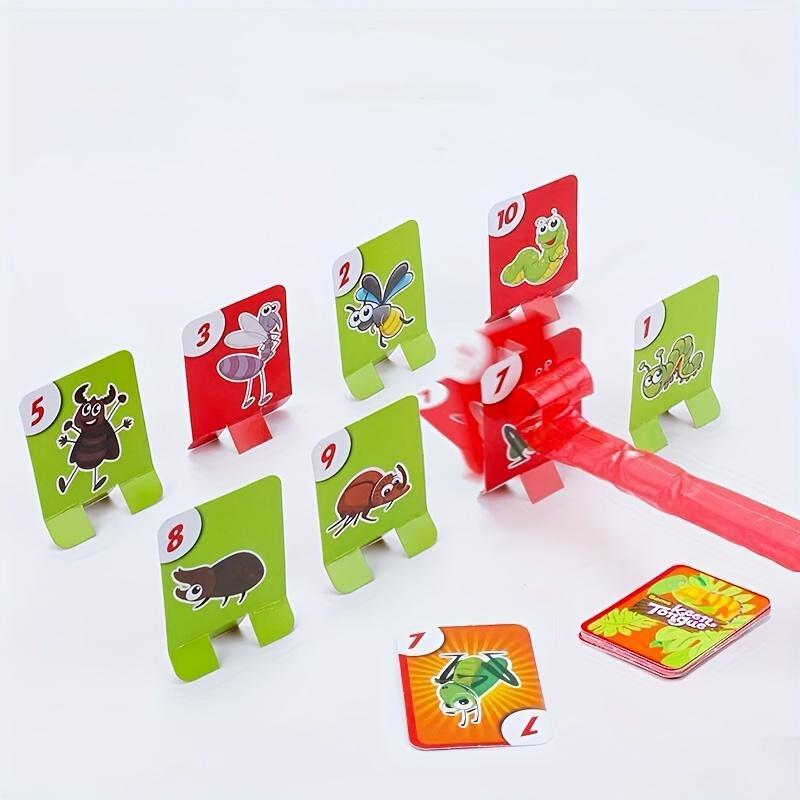 Frog Tongue Board Game, 1 Set Funny Parent-child Interactive Playing Competition Table Game, Including 2 Masks, 2 Fake Tongues, 20 Cards