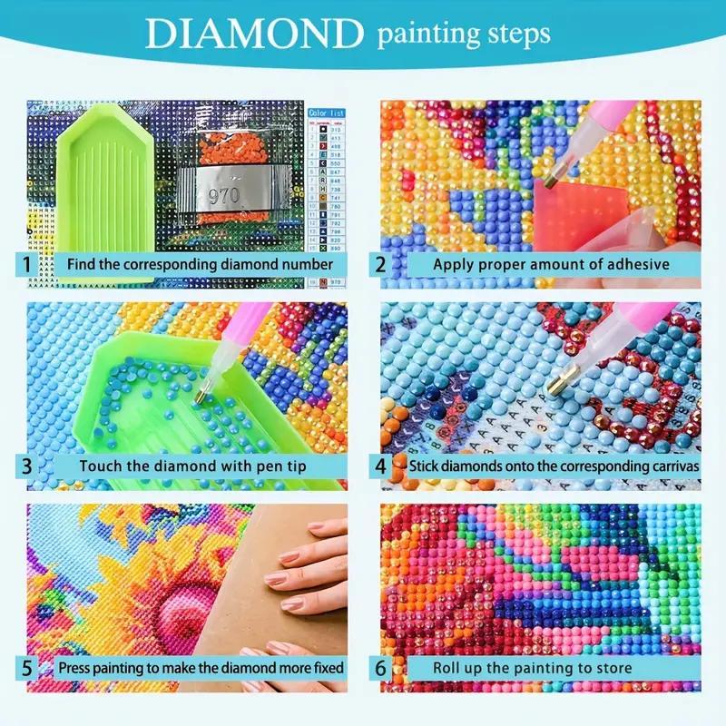 DIY Artificial Rhinestones Arts Painting Kit Without Frame, Abstract Cartoon Landscape Pattern DIY Painting, Handmade Craft Wall Art Decoration