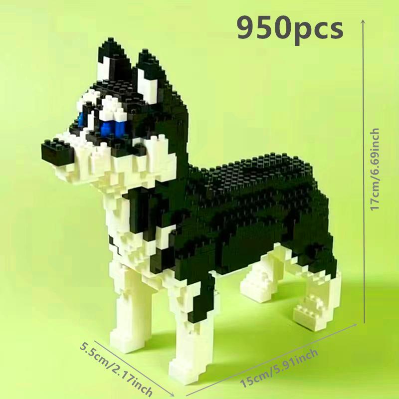 1 Set Cartoon Husky Design Building Block Toy, Creative Educational Building Toy, Improve Hands-on Ability Plaything For Kids Boys Gift