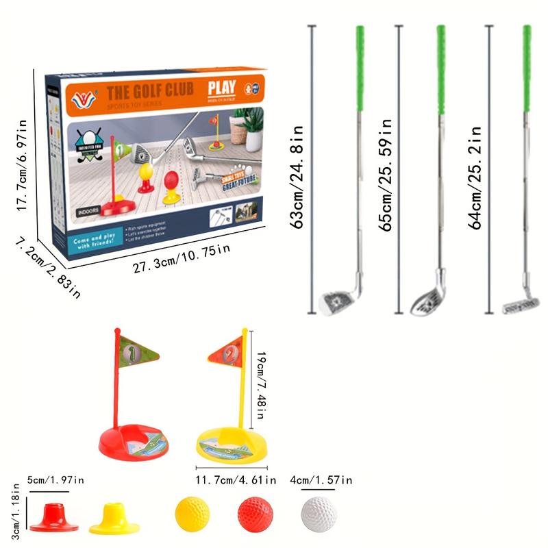 Children's Adjustable Club Toy Golf Set with 3 Telescopic Clubs, 3 Balls, 2 Targets, and 2 Bases - Fun Indoor & Outdoor Sports Game for Kids Aged 3-8 Years, Durable PP Material, in Red & Yellow