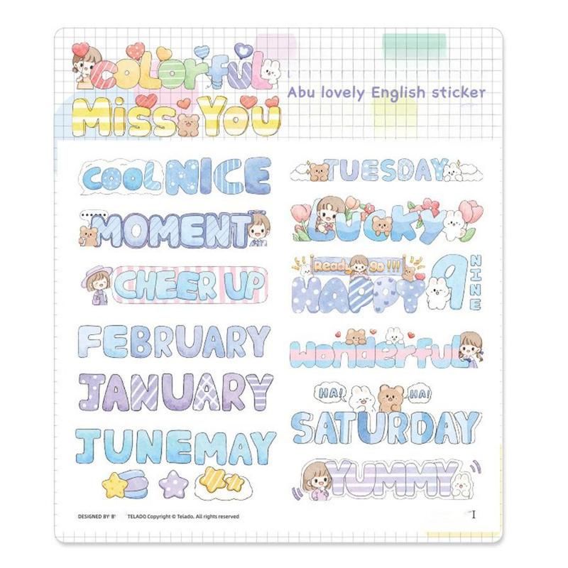 Cute English Hand Ledger Sticker, 10pcs set Creative Waterproof Sticker, DIY Decorative Sticker for Scrapbooking & Journal Making