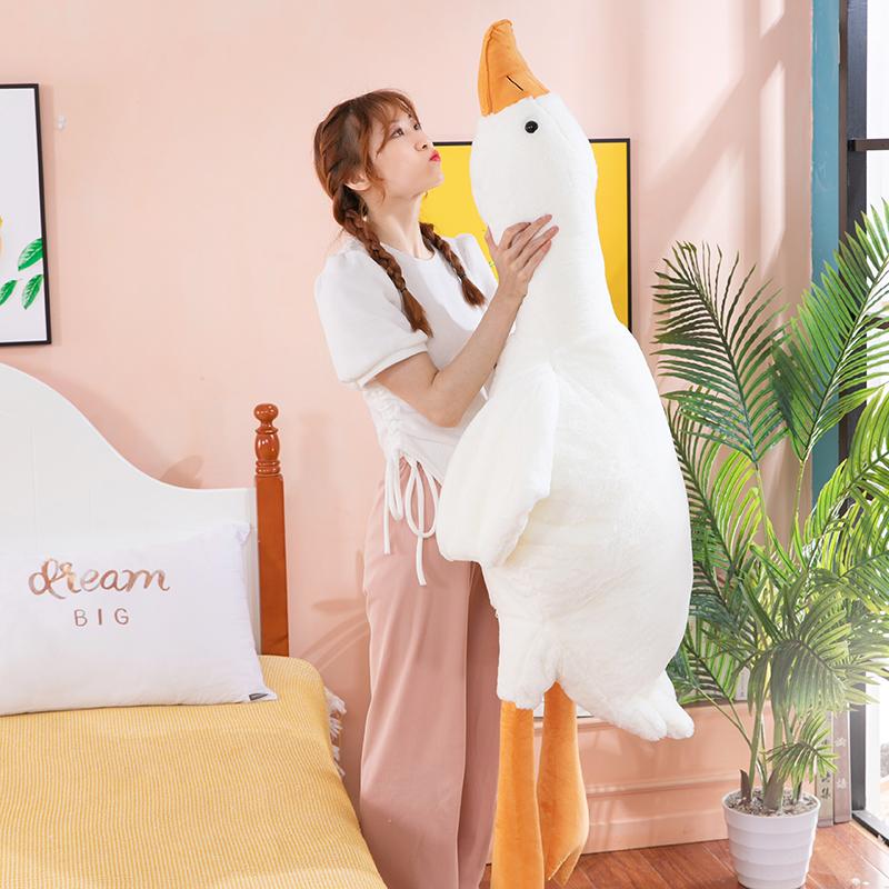 Cute Big White Goose Pillow Plush Toy Sleeping Doll Big Doll Girl Sleeping on Child Bed Leg Clamp Doll children Cute Goose Stuffed Animal Plush Cute Duck Stuffed Toy Pillow Cute Big Goose Pillow Doll