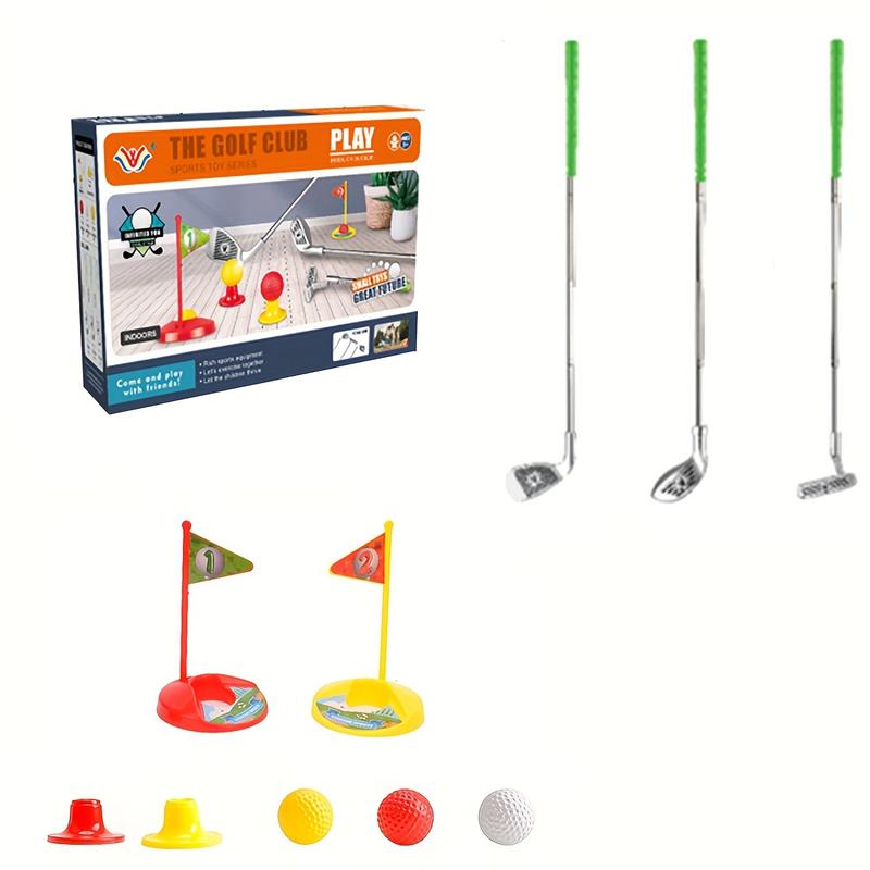 Children's Adjustable Club Toy Golf Set with 3 Telescopic Clubs, 3 Balls, 2 Targets, and 2 Bases - Fun Indoor & Outdoor Sports Game for Kids Aged 3-8 Years, Durable PP Material, in Red & Yellow