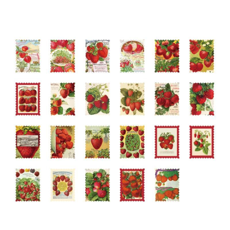 Strawberry Pattern Sticker, 46 Sheets box Self-adhesive Decorative Sticker, Reusable Sticker for DIY Craft, Scrapbooking & Journal Making