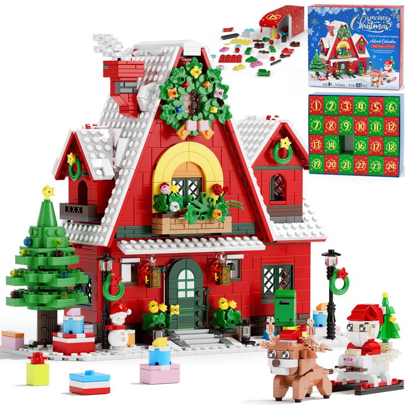 Advent Calendar 2024 , 24 Days Surprise Christmas Tree 3D Puzzles Blocks Christmas Countdown Calendar Gift Box with 1024 PCS Xmas 3D Puzzle Bricks Toy Decor for Boys Girls Women Men