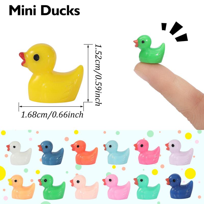 Random Color Mini Duck Decoration, 50 100pcs Cute Resin Duck Ornament, Mini Animal Decoration for DIY Crafts, Home Decor, Garden Decor