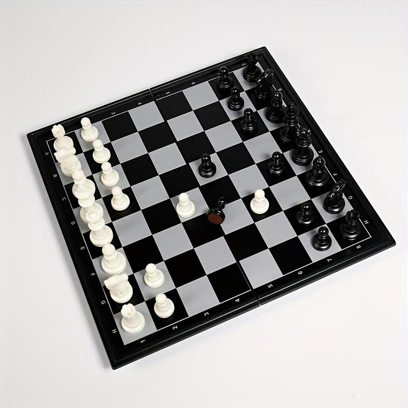 Chess Set, Folding Magnetic Board Chess Game, Szachy Checkers, Perfect Gift for Chess Lovers, School & Educational Supplies