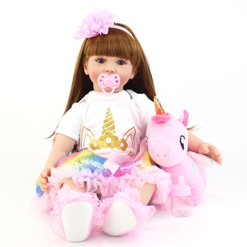 24 Inch Cute Teenager Girl Doll with Plush Toy , Soft Silicone Reborn Teenager Girl Doll Toy, Creative Birthday and Holiday Gift Options