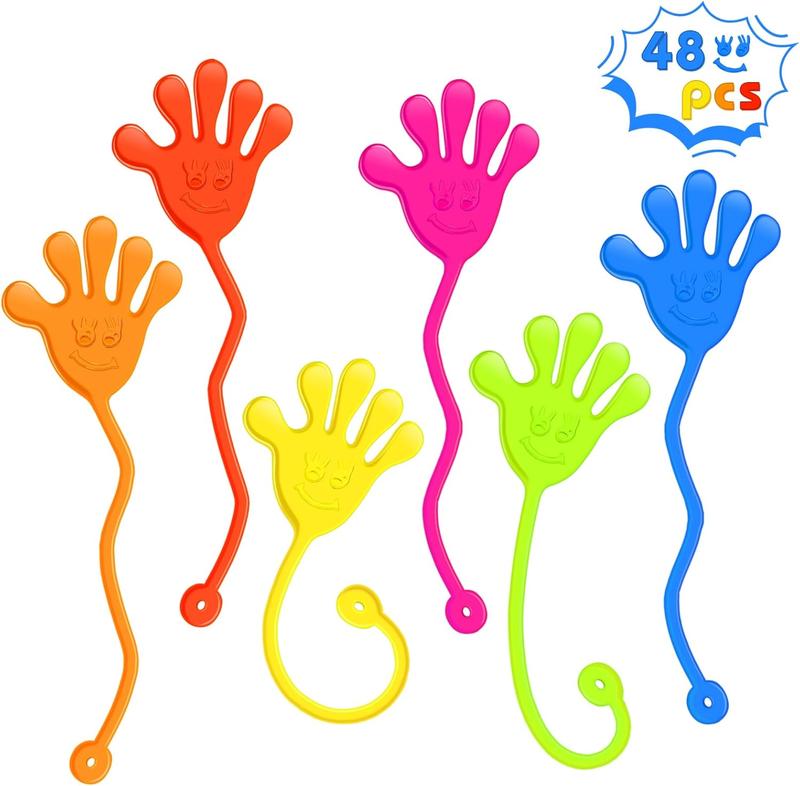 Sticky Hands Bulk 48 count Party Favors for Kids 4-8 8-12 Stretchy Sticky Hand Toy Christmas Stocking Stuffers for Kids Goodie Bag Stuffers Treasure Box Toys for Classroom Prizes Birthday Party Supplies