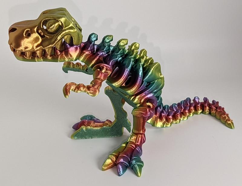 Articulated Skeleton T-Rex with stand and bone 3D printed