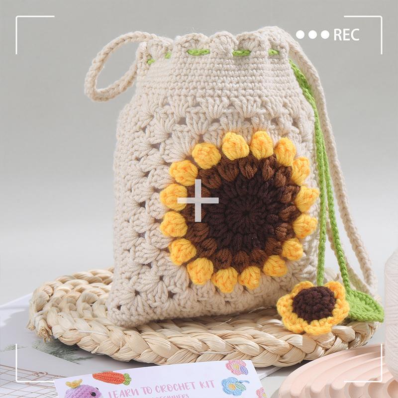 Sunflower DIY Crochet Kit, 1 Set Cute Flower Design Crochet Kit with Accessories, DIY Handmade Knitting Kit for Beginners