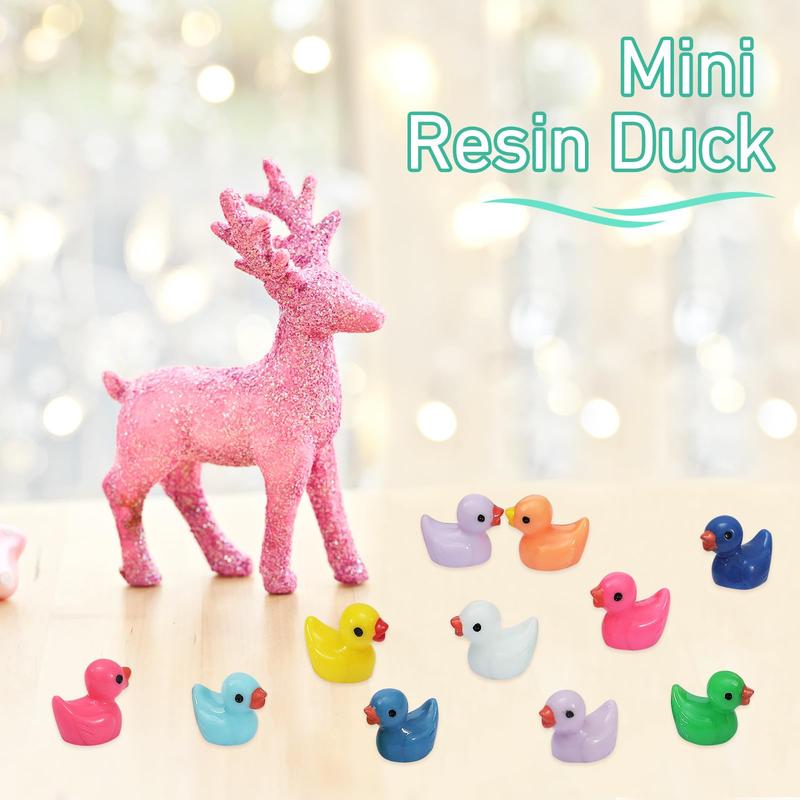 Random Color Mini Duck Decoration, 50 100pcs Cute Resin Duck Ornament, Mini Animal Decoration for DIY Crafts, Home Decor, Garden Decor