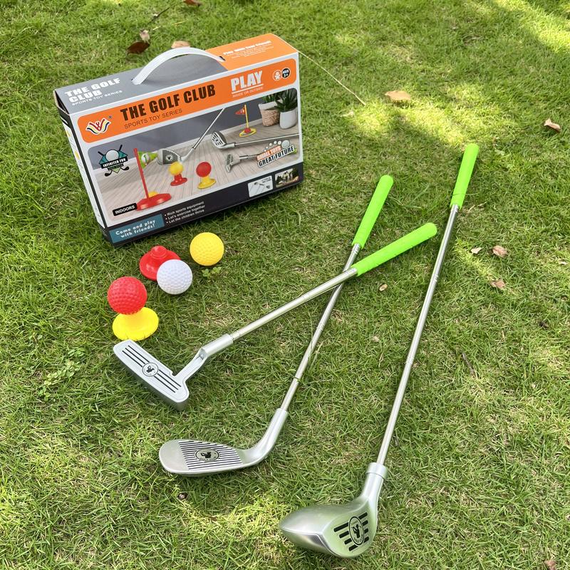 Children's Adjustable Club Toy Golf Set with 3 Telescopic Clubs, 3 Balls, 2 Targets, and 2 Bases - Fun Indoor & Outdoor Sports Game for Kids Aged 3-8 Years, Durable PP Material, in Red & Yellow