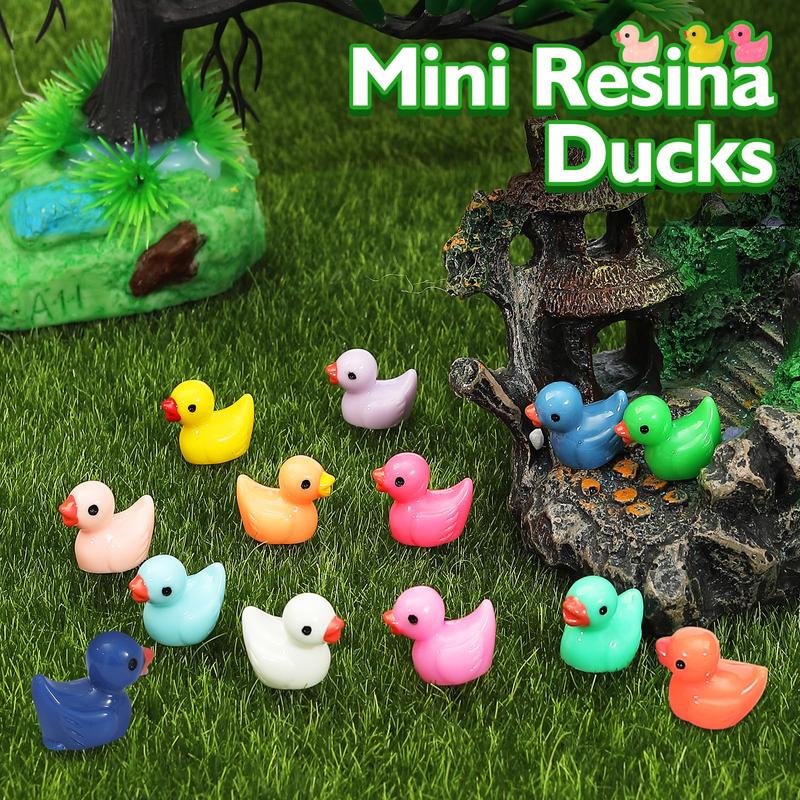 Random Color Mini Duck Decoration, 50 100pcs Cute Resin Duck Ornament, Mini Animal Decoration for DIY Crafts, Home Decor, Garden Decor