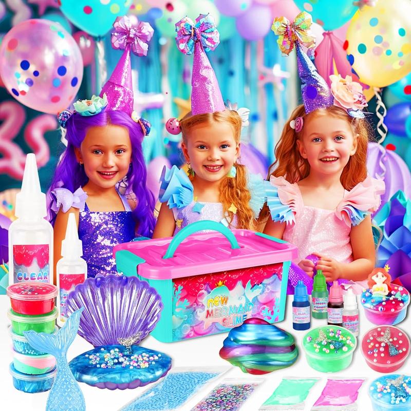 Christmas Gift Mermaid Slime Kit for Girls, Mini Dreamy Slime Making Kit for Kids 6-12, Party Favors for Childrens