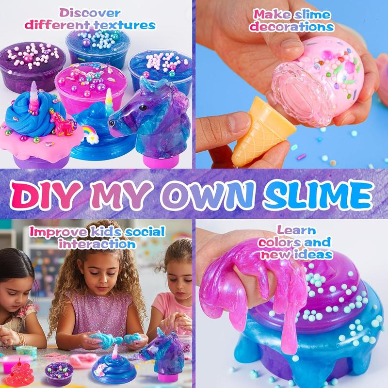 ZOnFRTO Mini Unicorn Slime Kit for Girls, Glimmer Crunchy Slime, Foam Slime, Galaxy Slime for Kids 6-12, Party Favors for Childrens