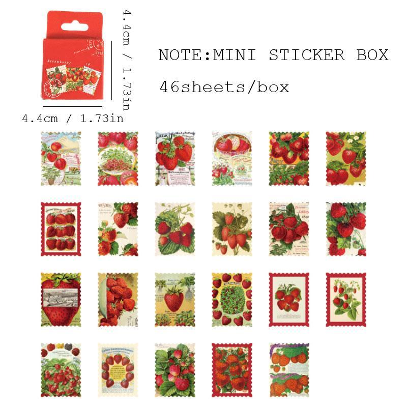 Strawberry Pattern Sticker, 46 Sheets box Self-adhesive Decorative Sticker, Reusable Sticker for DIY Craft, Scrapbooking & Journal Making