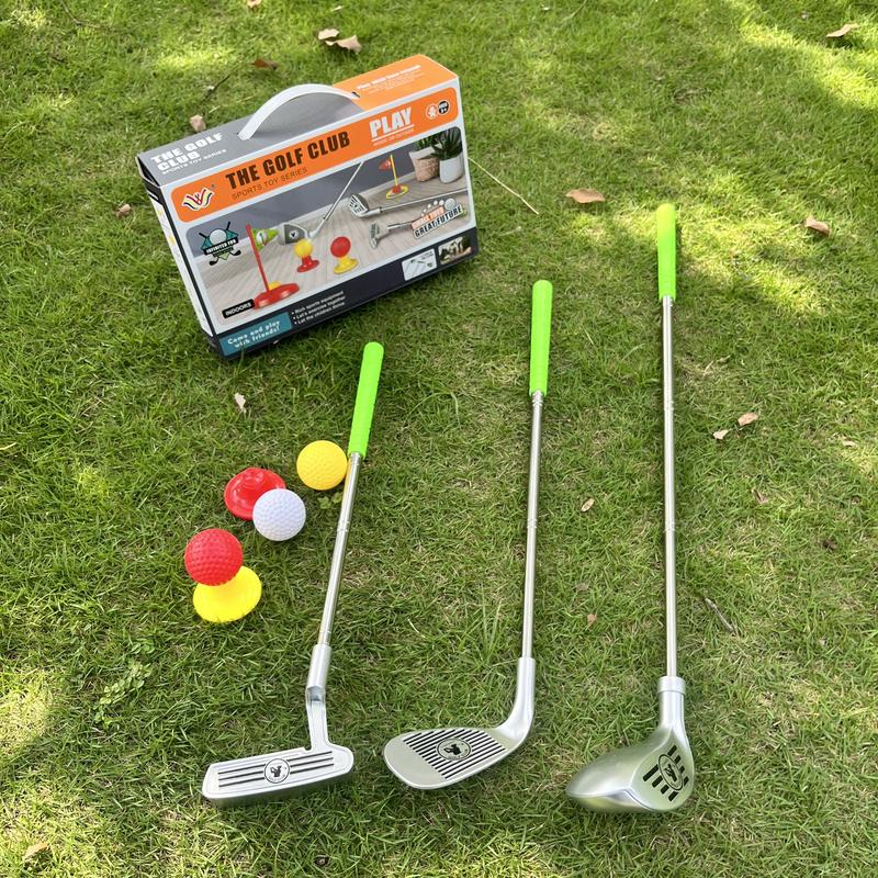 Children's Adjustable Club Toy Golf Set with 3 Telescopic Clubs, 3 Balls, 2 Targets, and 2 Bases - Fun Indoor & Outdoor Sports Game for Kids Aged 3-8 Years, Durable PP Material, in Red & Yellow