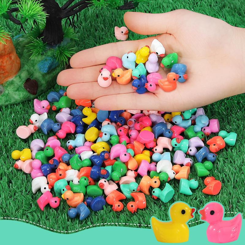 Random Color Mini Duck Decoration, 50 100pcs Cute Resin Duck Ornament, Mini Animal Decoration for DIY Crafts, Home Decor, Garden Decor