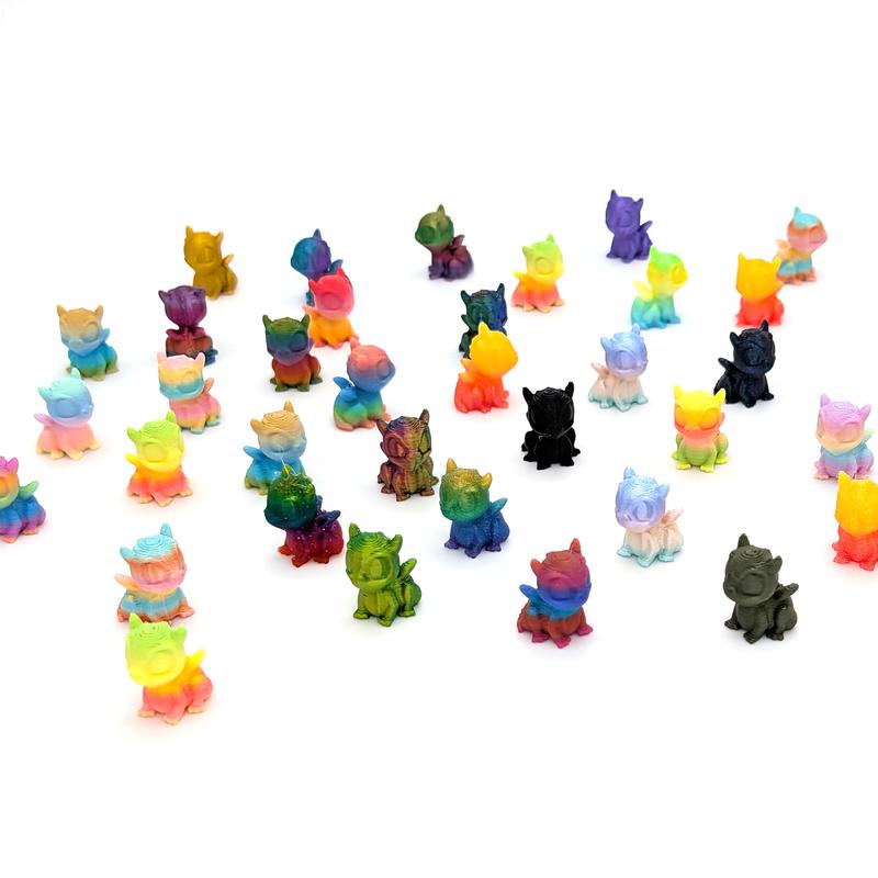 Micro Baby Dragons - 100 Mini 3D Printed Colorful Assorted Assortment for Fantasy Lovers