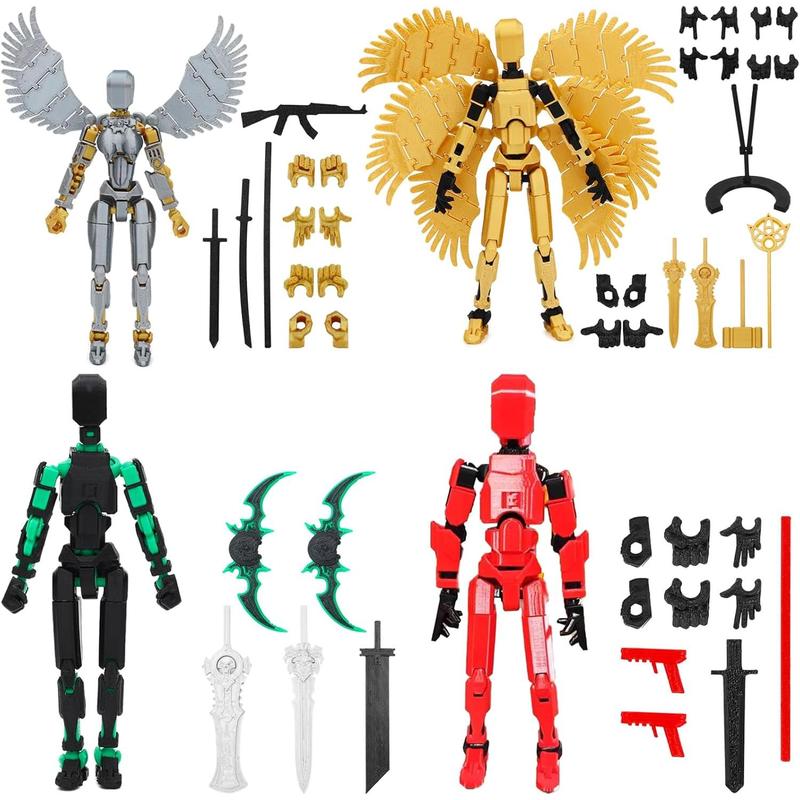 ONEST 4 Pieces T13 Action Figure 3D Printed Robot Action Figures Multi-Jointed Movable Robot Toys Articulated Robot Dummy Action Figures for Game Lovers