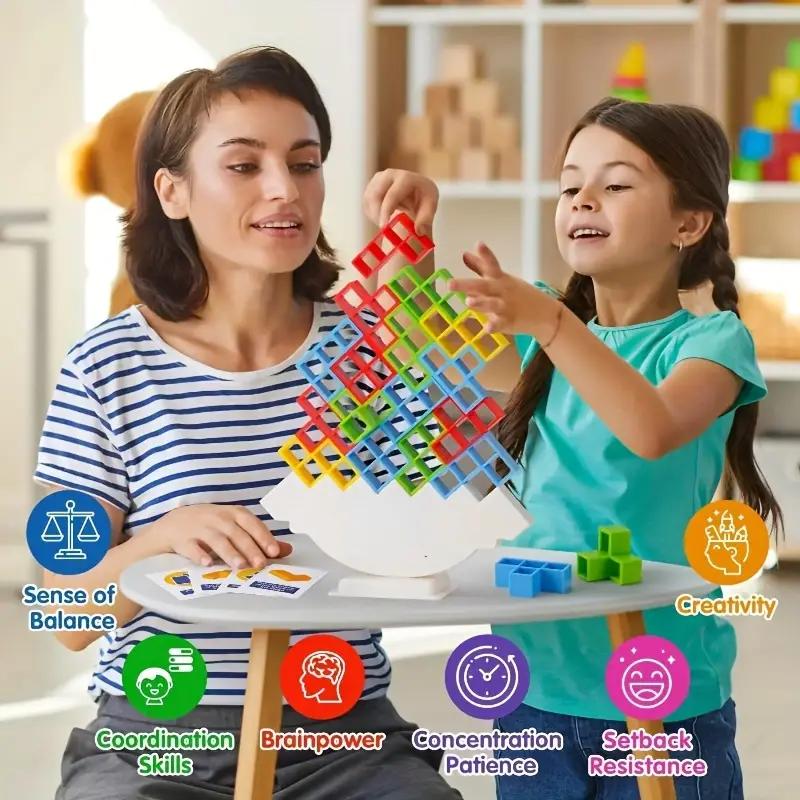 48 Pcs Tetra Tower Balance Stacking Blocks Game, Balance Board Games,Balancing Games,Halloween Party Christmas Gift For Family Games, Parties, Travel