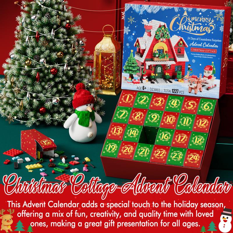 Advent Calendar 2024 , 24 Days Surprise Christmas Tree 3D Puzzles Blocks Christmas Countdown Calendar Gift Box with 1024 PCS Xmas 3D Puzzle Bricks Toy Decor for Boys Girls Women Men