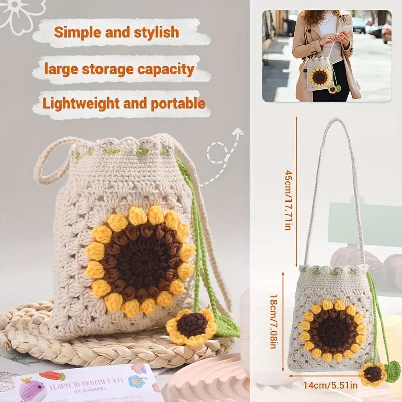 Sunflower DIY Crochet Kit, 1 Set Cute Flower Design Crochet Kit with Accessories, DIY Handmade Knitting Kit for Beginners