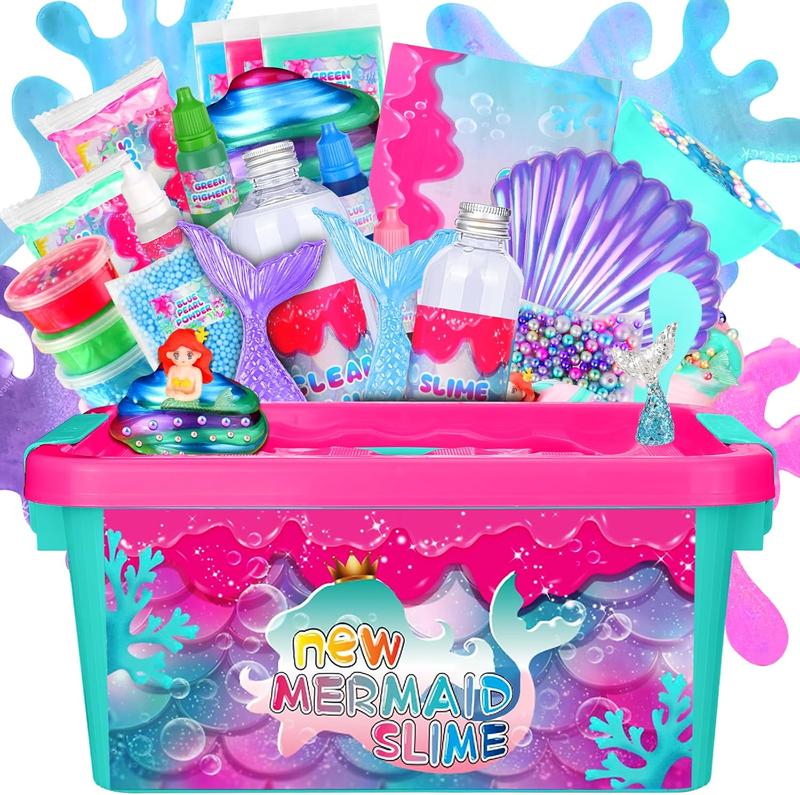 Christmas Gift Mermaid Slime Kit for Girls, Mini Dreamy Slime Making Kit for Kids 6-12, Party Favors for Childrens