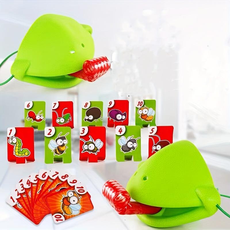 Frog Tongue Board Game, 1 Set Funny Parent-child Interactive Playing Competition Table Game, Including 2 Masks, 2 Fake Tongues, 20 Cards