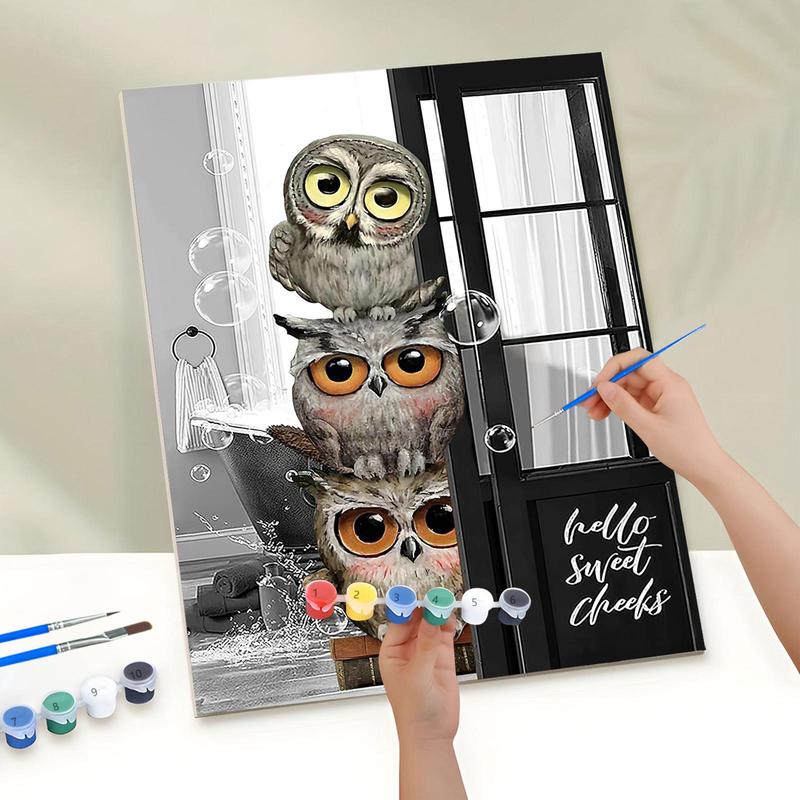 Owl Pattern DIY Painting by Numbers Kit, 1 Set DIY Paint by Numbers Kit without Frame, Wall Art Painting for Home Decor